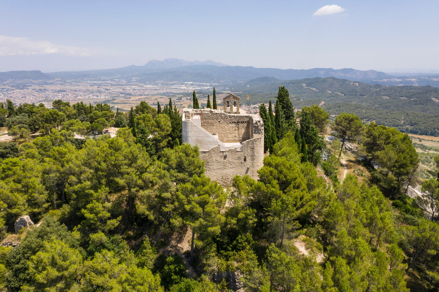 Aerial view of the renovated Castell de la Tossa reveals just how much nature surrounds it. 