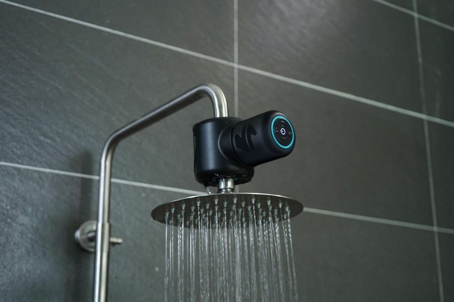 The new Ampere Bluetooth Shower Speaker, unveiled at CES 2021.