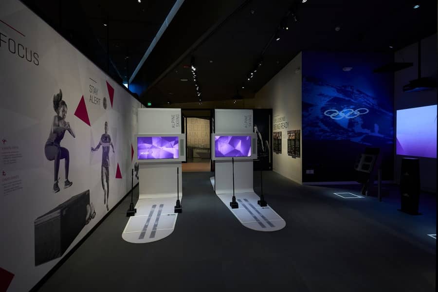 Virtual Ski Slalom lets US Olympic and Paralympic Museum visitors compete in a simulated ski event.