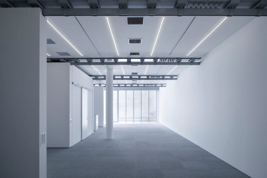 Ample exhibition space and natural light in the CASE REAL-designed Gallery COMMON in Tokyo.