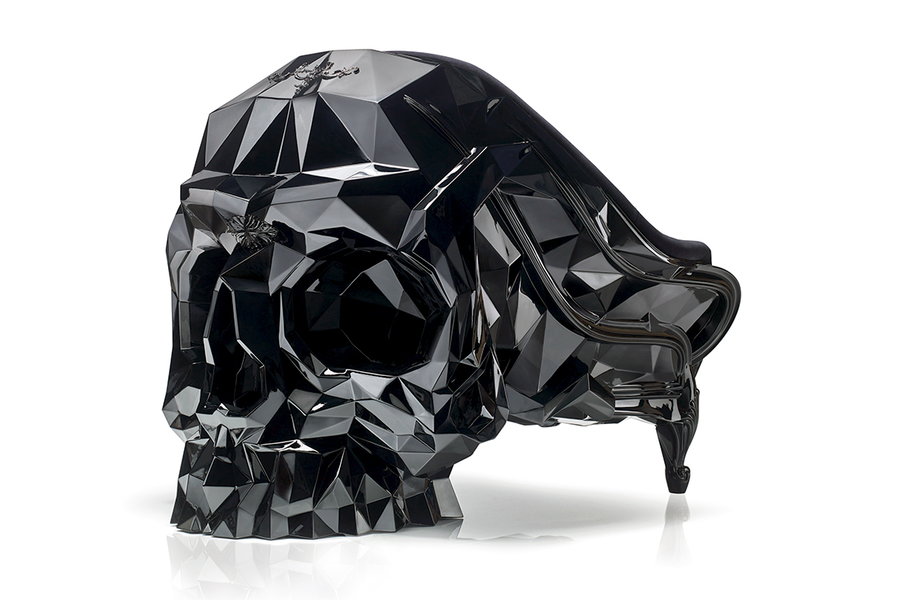 Skull-shaped armchair by French artist Harow.