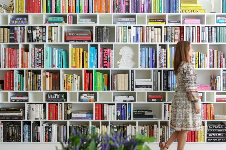 Neat, colorful bookshelf designs straight from the Novogratz' new decorating book. 