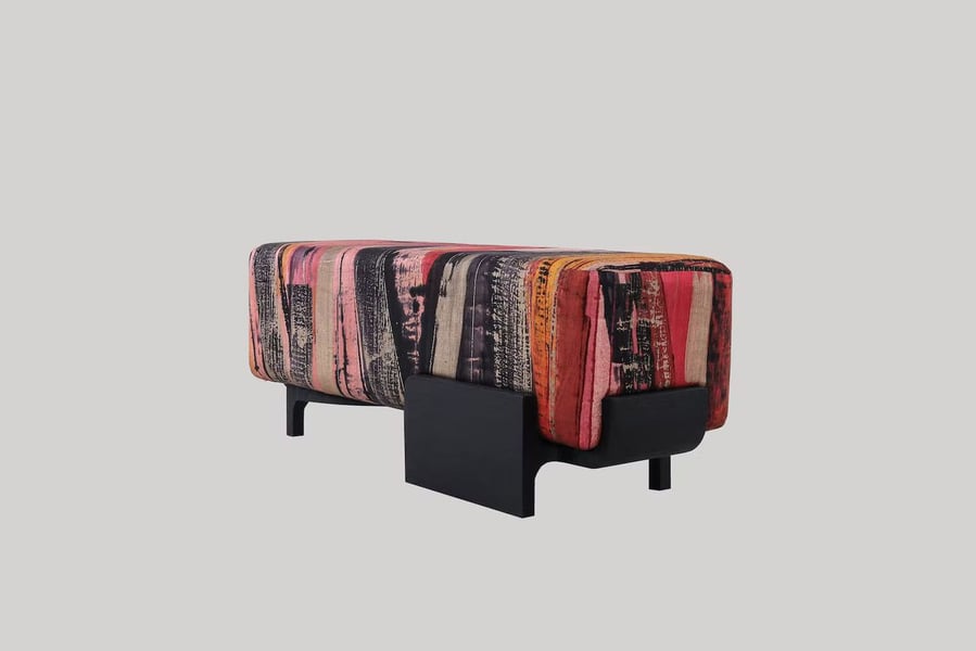 Atelier Pendhapa's Admani bench, made in collaboration with artist Helena Bajaj Larsen.