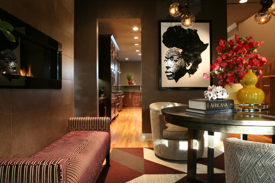A sleek interior design scheme by SHAKOOR inspired by traditional African design elements. 