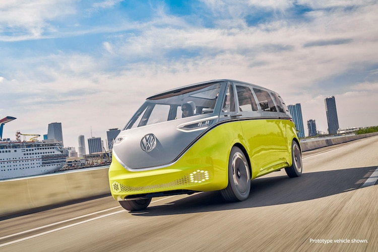 The upcoming Volkswagen I.D. Buzz offers a fully-electric reimagining of the classic VW Bus. 