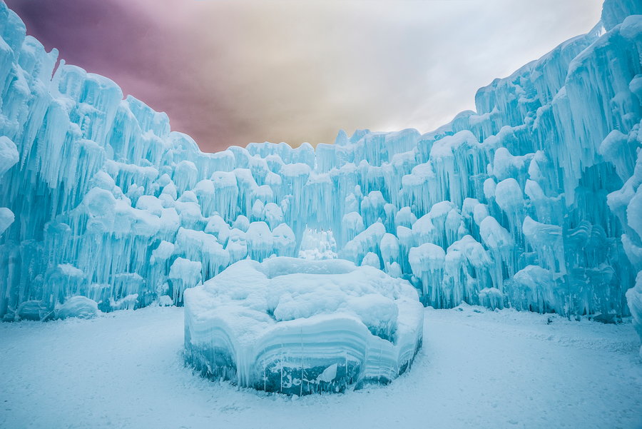 Exterior view of one of Brent Christensen's ice castles.