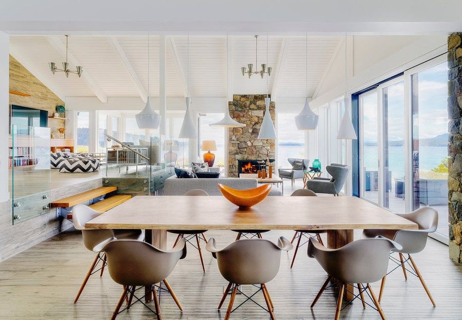 This living and dining area is a little too midcentury modern for our taste.