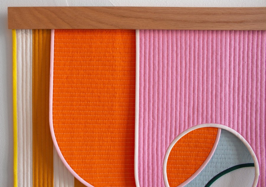 A closer look at Emily Van Hoff's color block wall hangings reveals several rich textures and textiles.