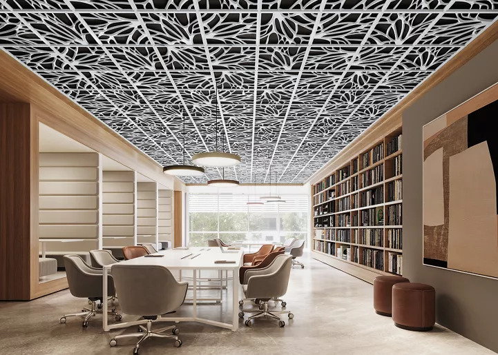 Gorgeous gypsum ceiling in a contemporary office space.