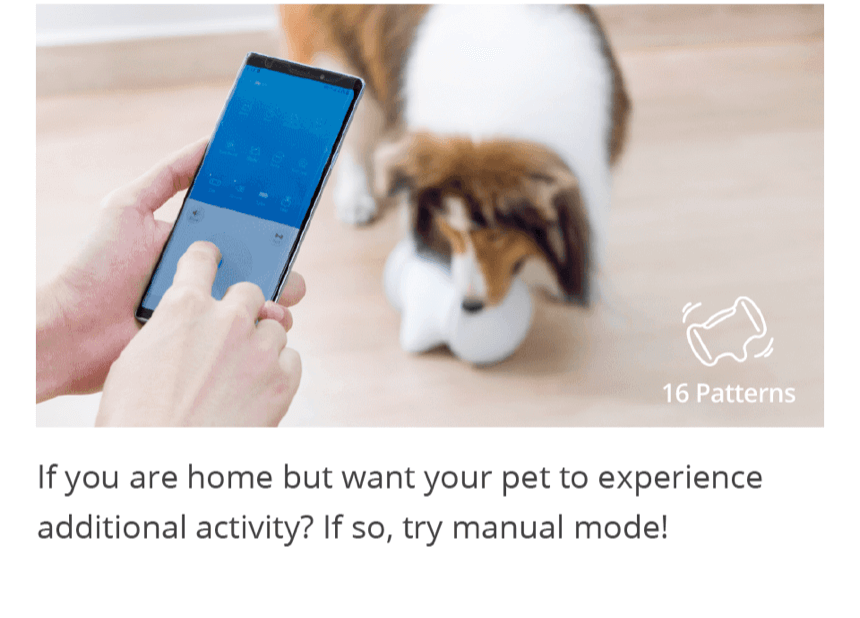 Switch the Varram into manual mode from your smartphone to give your pet a real workout. 