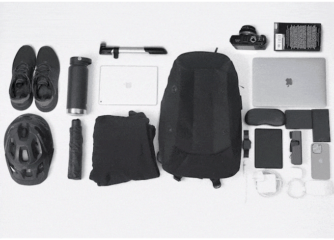 GIF reveals some of the coolest features behind the shapeshifting Orphosis minimalist backpack.