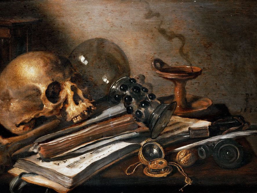 17th-century painting is a classic example of the Vanitas art movement.