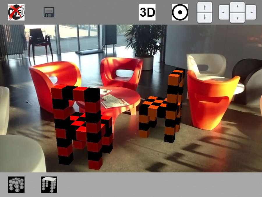 This 3D rendering shows that enough Roombot modules can be combined to assemble full-sized furniture pieces. 