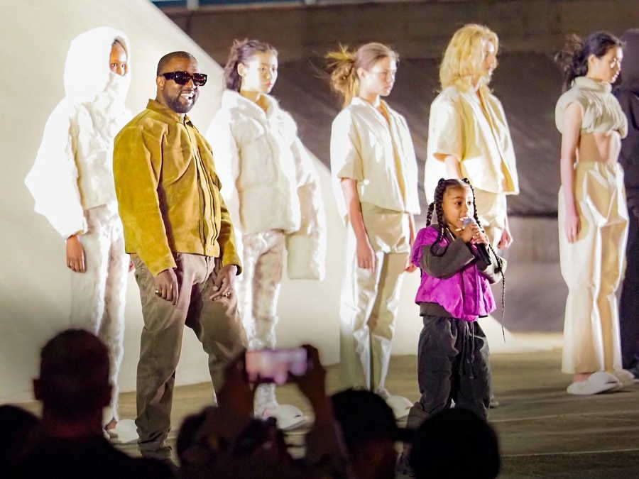 Kanye and North West at the Gap Yeezy Show