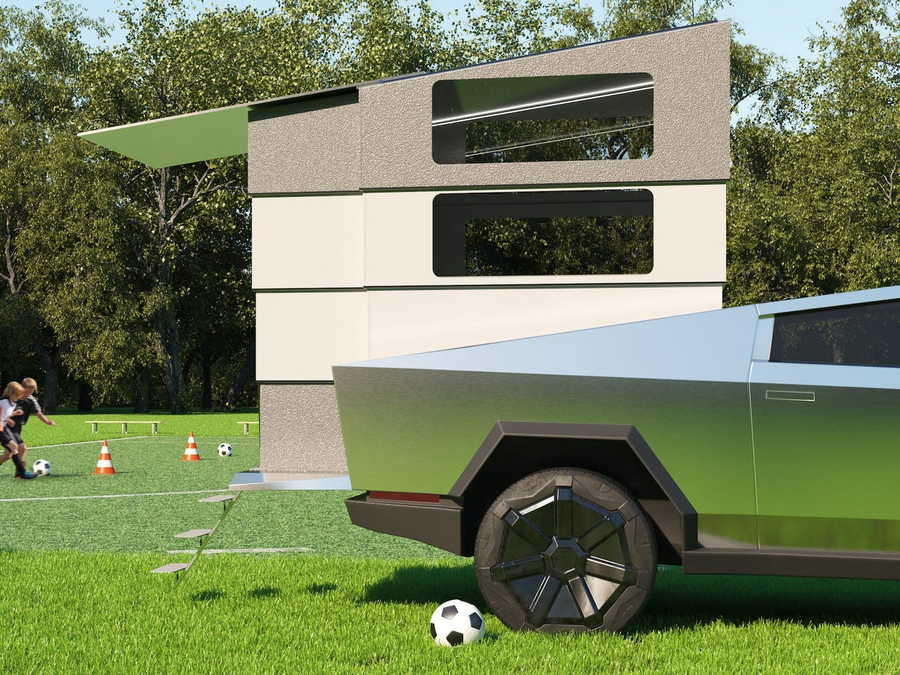 Stream It's CyberLandr Cybertruck Camper slots neatly into the back of the upcoming Tesla Cybertruck for an unparalleled luxury camping experience.
