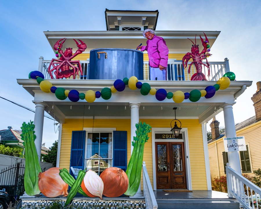 A Leah Chase-themed house float created as a form of COVID-safe Mardi Gras celebration in 2021.