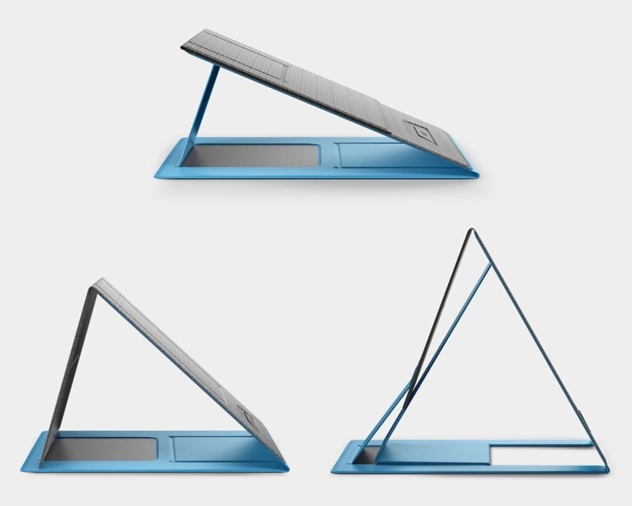 Three examples of ways you can fold the MOFT Z to create a desk that's best suited to your needs. 