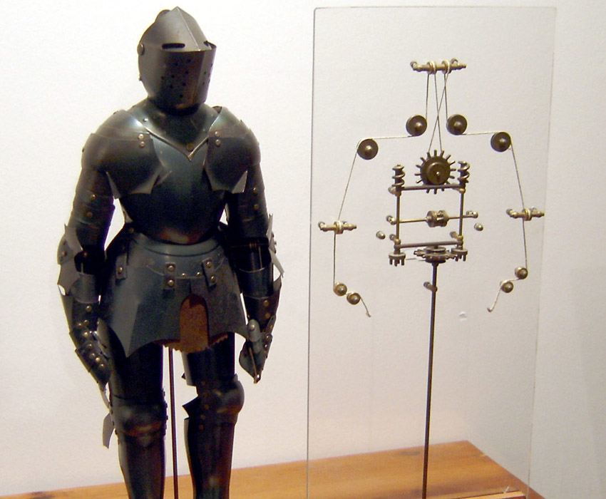 Da Vinci also envisioned a robotic knight like this one in his lifetime. 