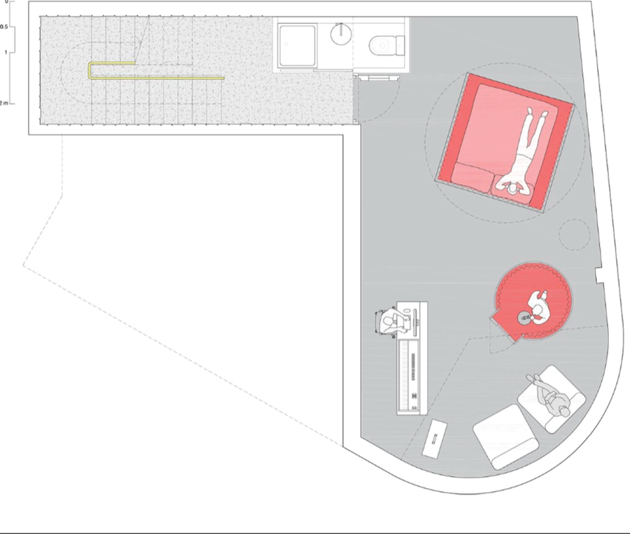 Layout of the basement recording studio in Spanish trap star Kaydy Cain's Madrid apartment.