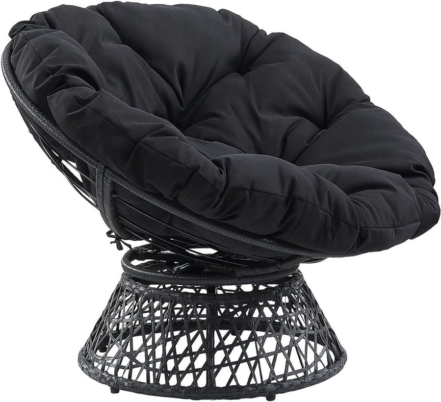 OSP Home Furnishings Wicker Papasan Chair with 360-Degree Swivel