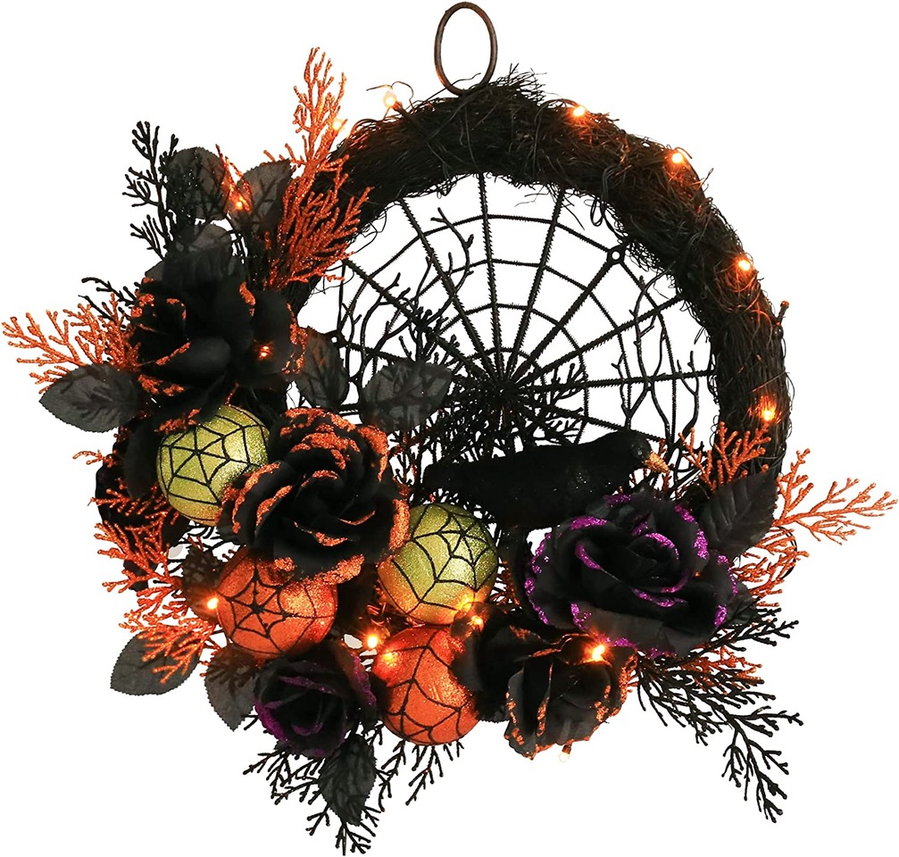 Creepy Spider Wreath Halloween decoration from Amazon.