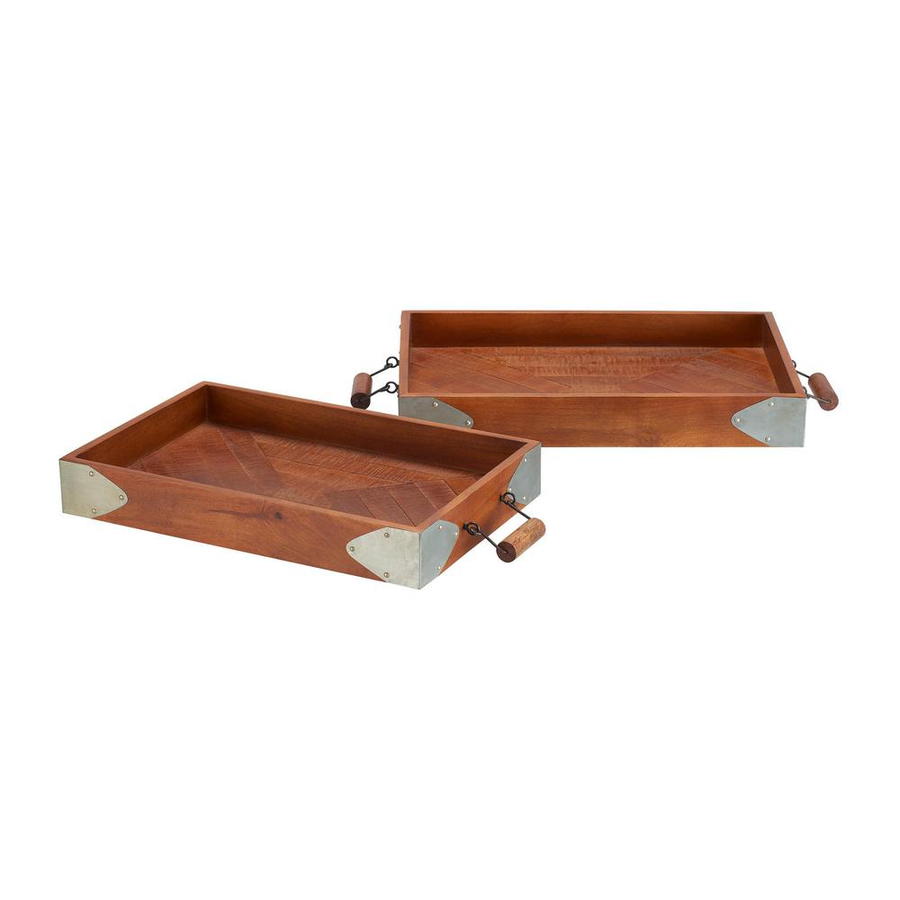 Home Decorators Collection Wood with Galvanized Metal Trim Decorative Rectangle Tray