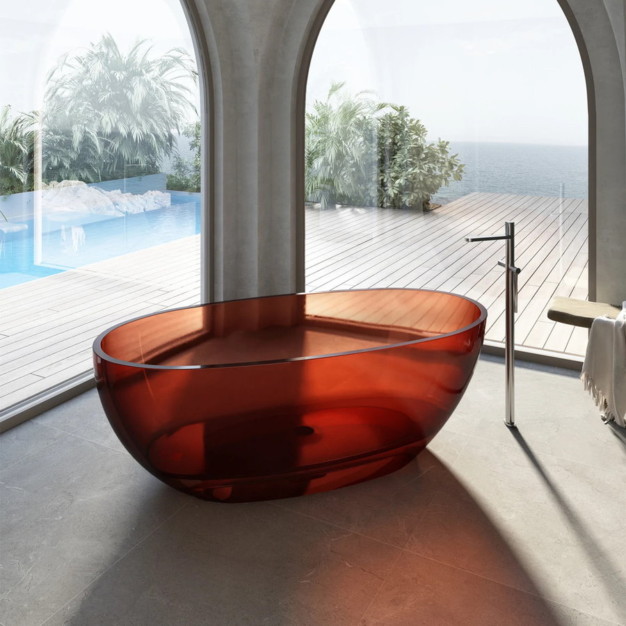 Striking red freestanding bathtub from Cassa Design.