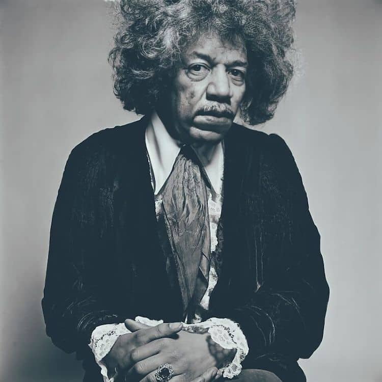 Photographer Alper Yesiltas used AI software to create this portrait imagining what Jimi Hendrix might look like today.