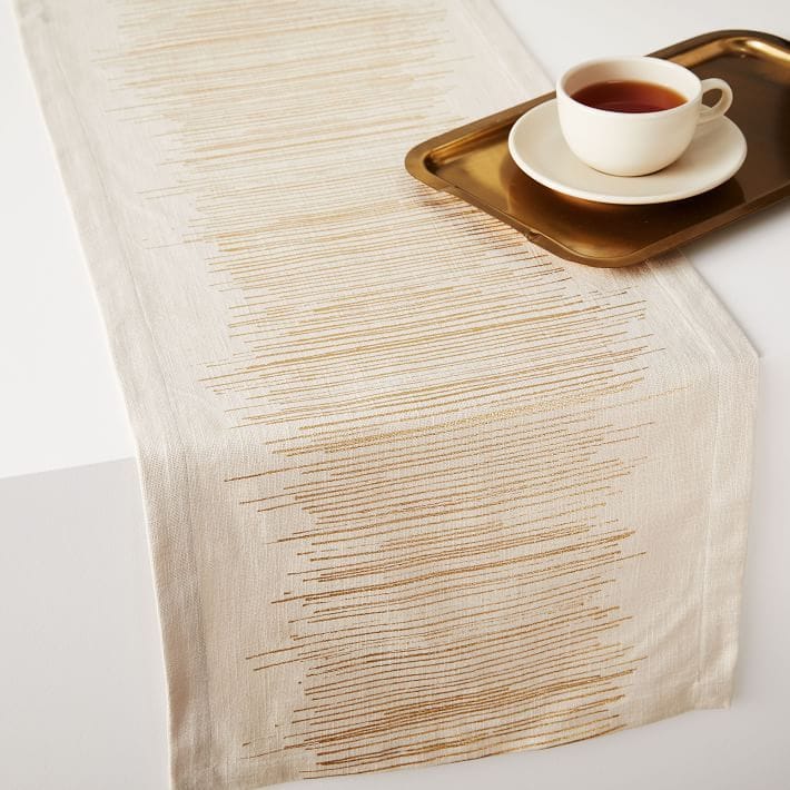 Luxe Lines table runner featured in West Elm's 2020 holiday decor collection.