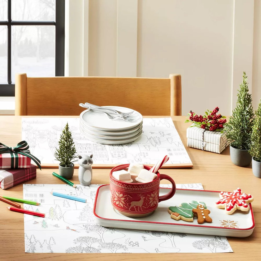 Fair Isle Stoneware Milk & Cookies Set featured in Target's 2022 Hearth & Hand x Magnolia holiday collection.