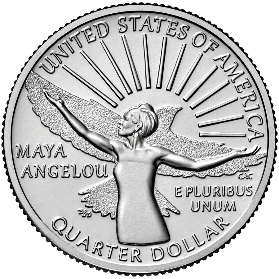 A closer look at the U.S. Mint's official design for the Maya Angelou quarter.