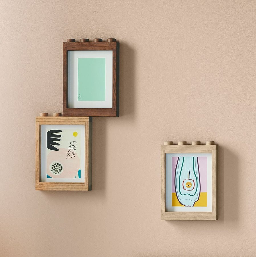 Wooden LEGO picture frames featured in the new Room Copenhagen X LEGO HOME furniture collection. 