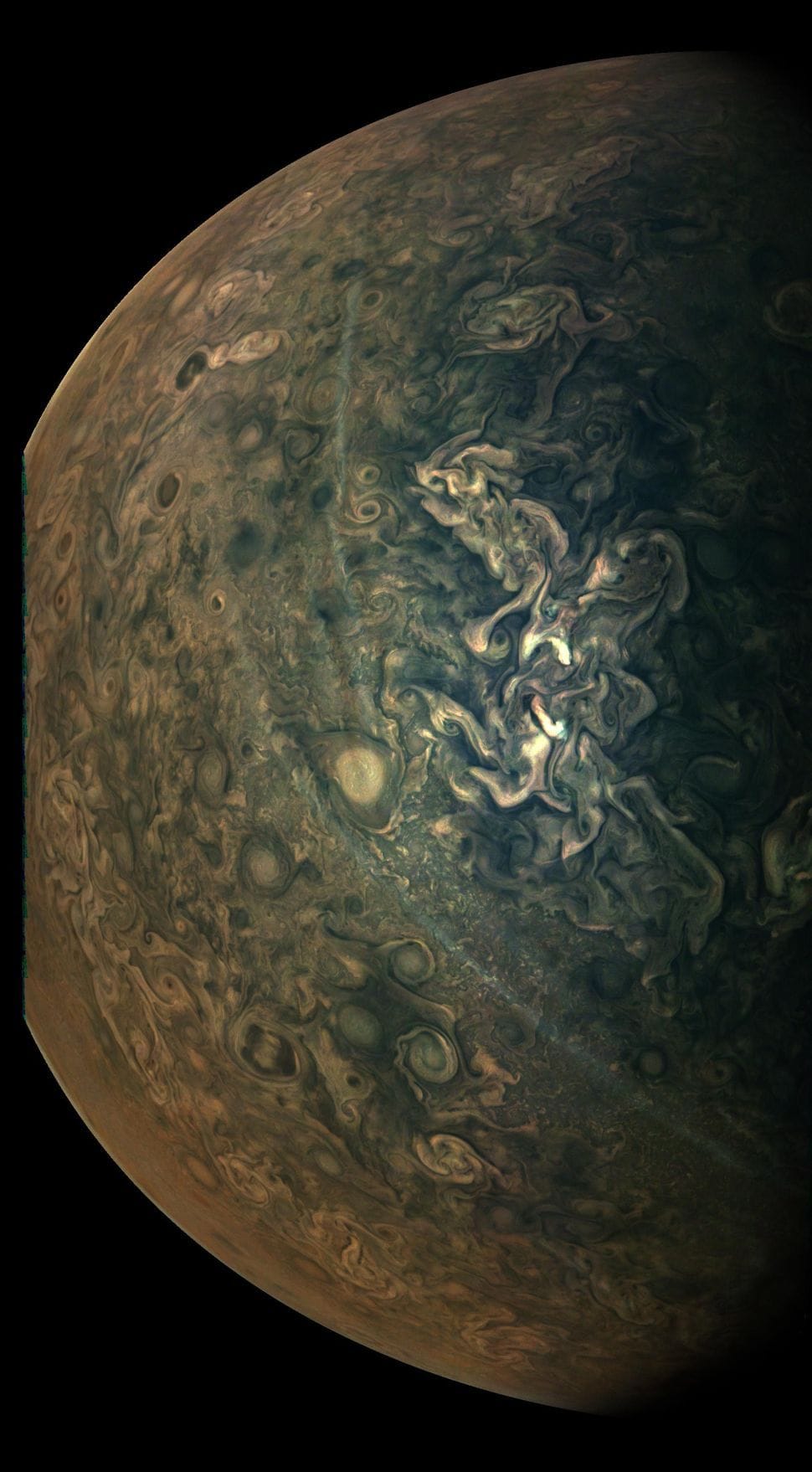 Marbled clouds on the surface of Jupiter, recently captured by NASA. 