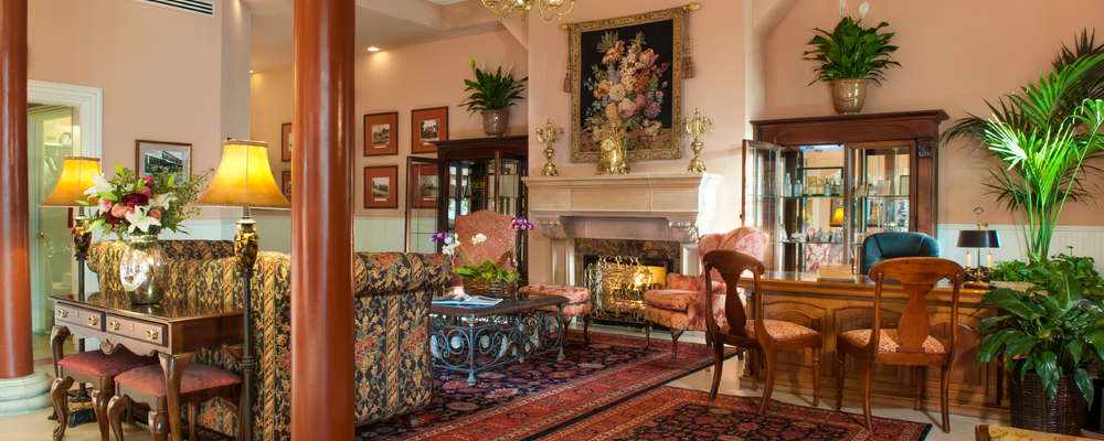 The lovely lobby reflects the historic origins of the main building, built in 1884
