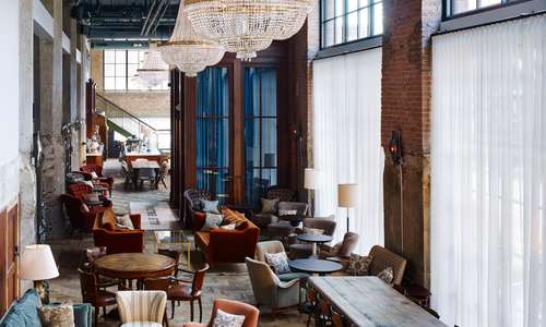 Soho House Chicago's public lobby restaurant and bar, The Allis Soho House Chicago's public lobby restaurant and bar, The Allis