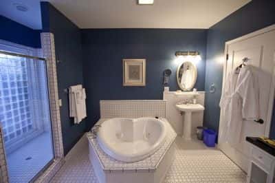 Every room has a whirlpool tub for two and separate shower.