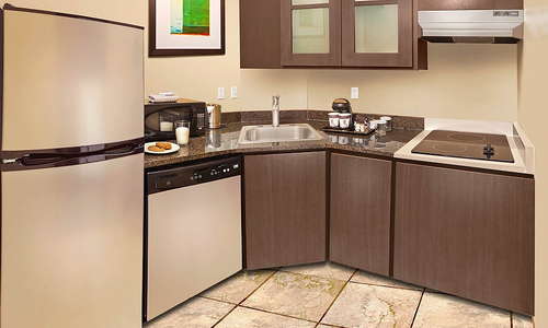 Every suite comes with a kitchenette