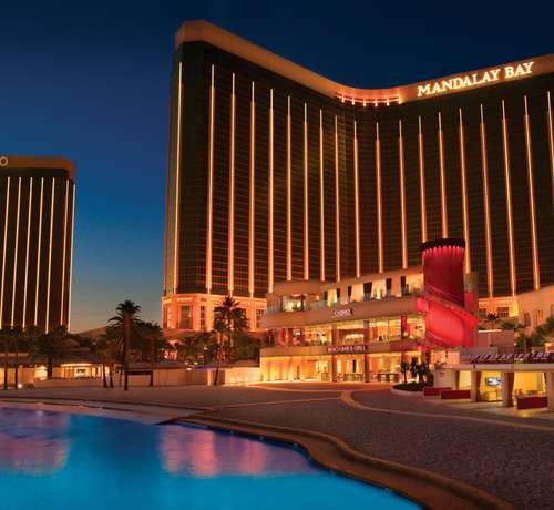 Walking a Busy Convention Center at Mandalay Bay Resort Las Vegas Hotel &  Casino 