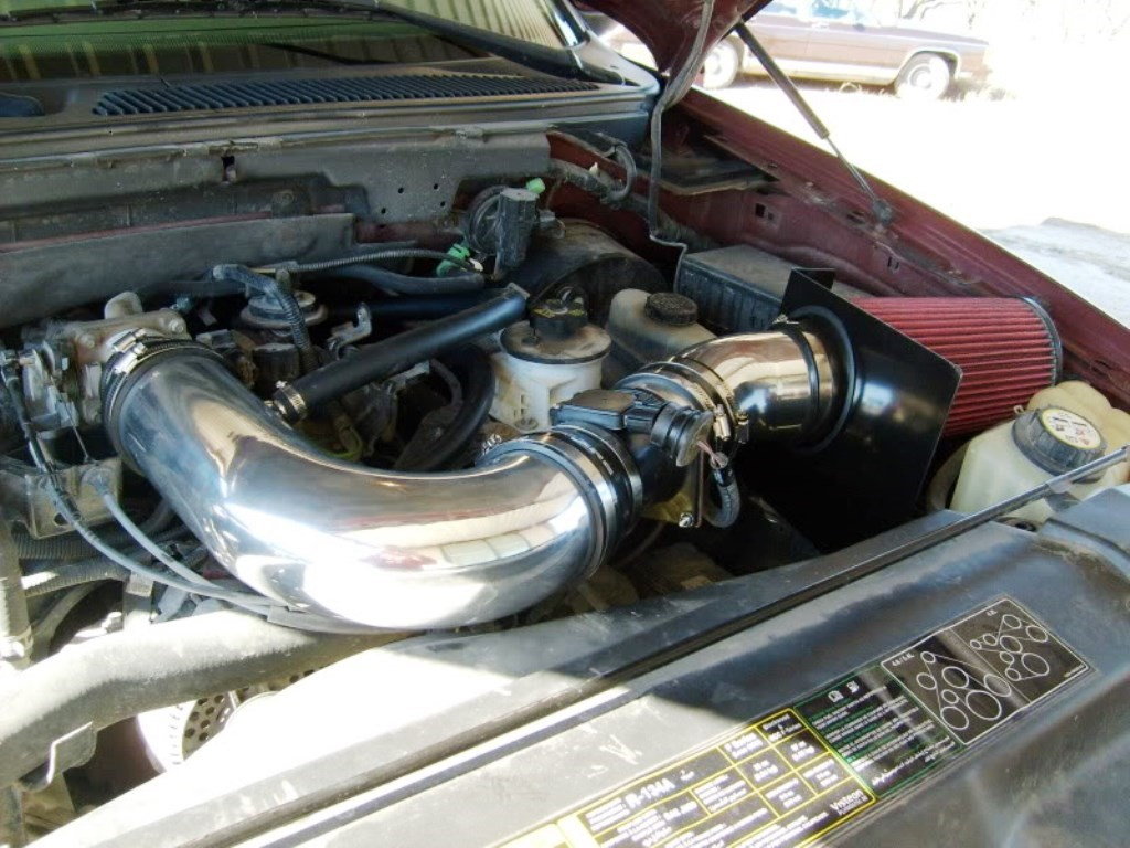 The F-150 intake plumbing (here with CAI)