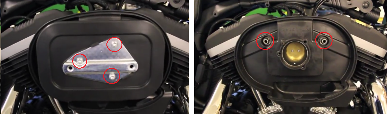 Harley Davidson Sportster filter element and backing plate location