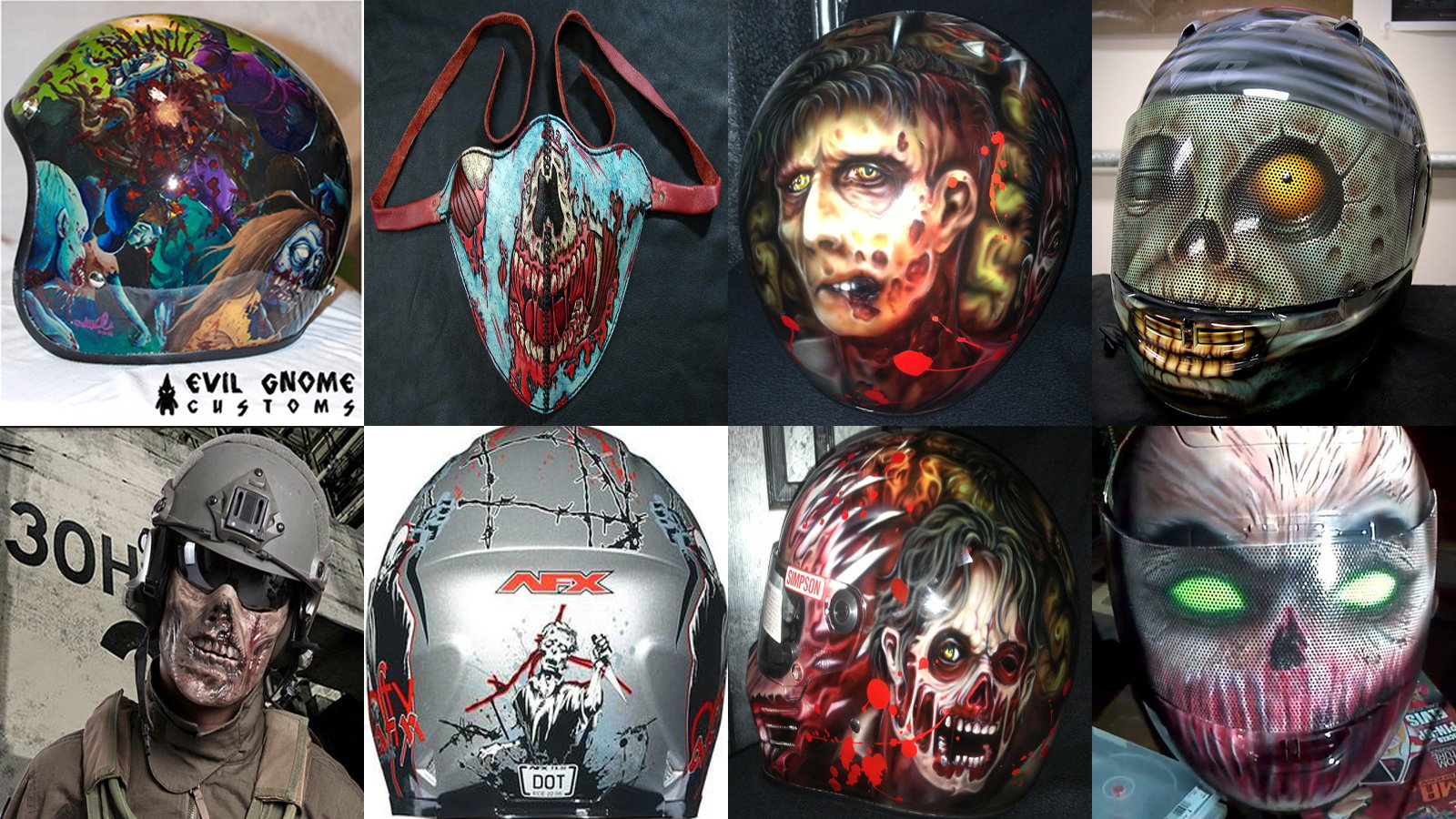 Creepy Custom Motorcycle Helmet 