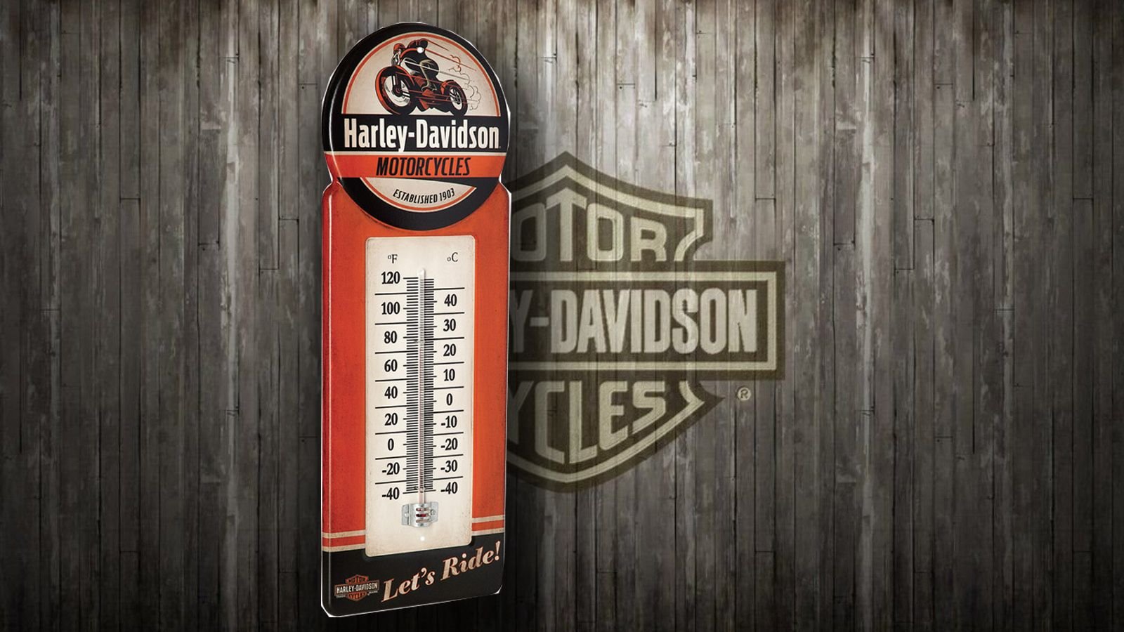 Wall Thermometer, Harley Davidson Motor Cycles Garage - Then Retro