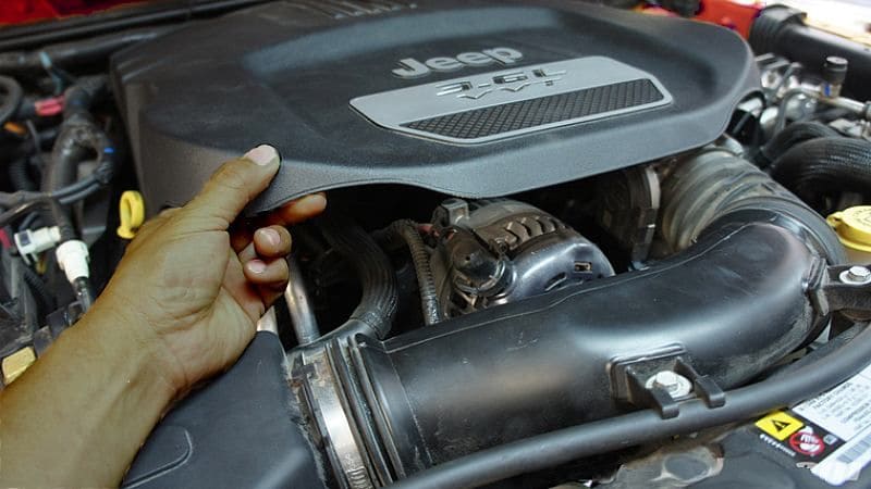 Jeep Wrangler JK accessing and removing cold air intake assembly
