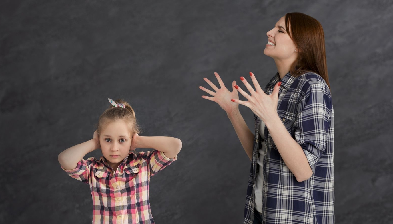 mom scolding daughter