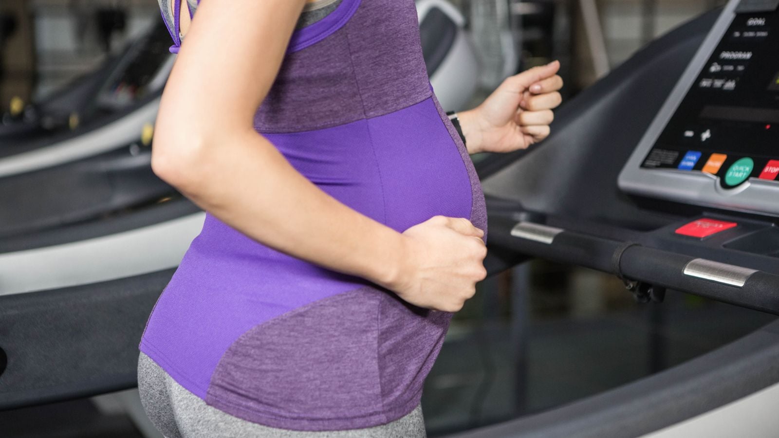 pregnant mom walking on treadmill