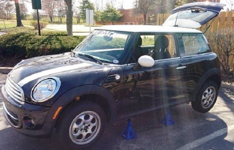 Get all four wheels up on jack stands and make sure your Cooper is level