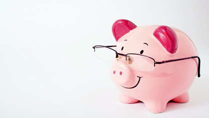 Piggy bank with glasses