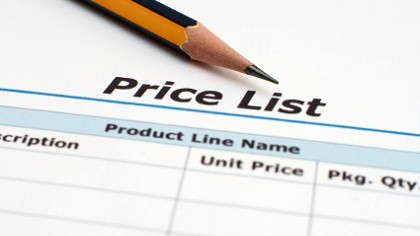 A price list document.