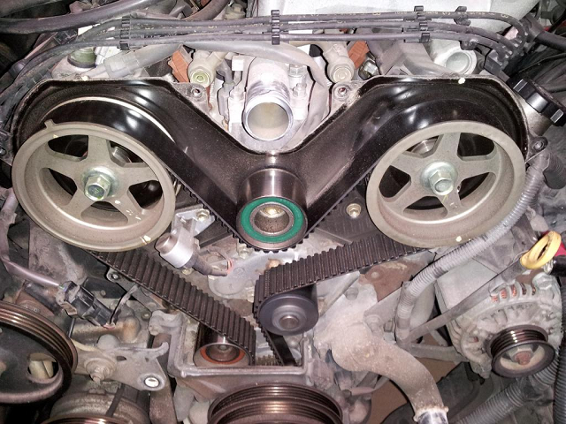 toyota tacoma tundra 4runner 3.4 v6 5uzfe timing belt kit water pump replace remove how to information pictures