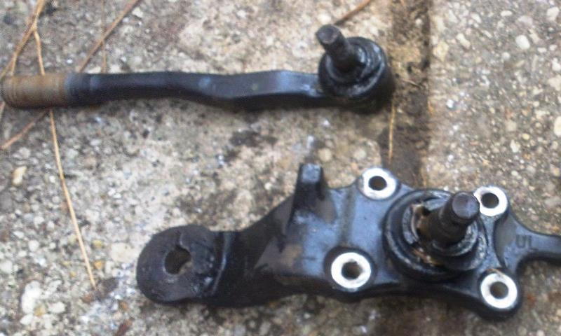 Old ball joint and tie rod end